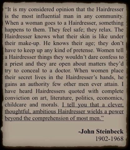 comment on hairdressers Steinbeck